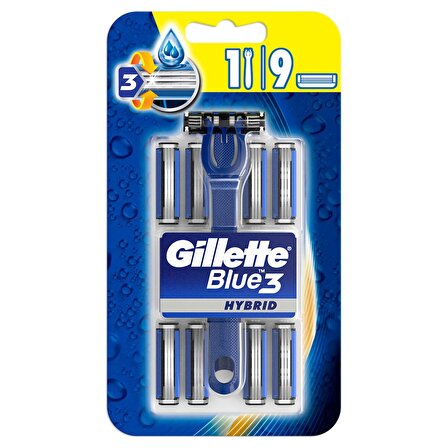 Gillette Blue 3 9'lu 3 Bıçaklı Tüm Cilt Tipleri İçin Manuel Tıraş Makinesi ve Yedeği