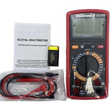 Wozlo Dijital Multimetre Ac/dc Volt Amper Ohm Kapasite Hz Test Cihazı -UC33D- Dahili Pilli