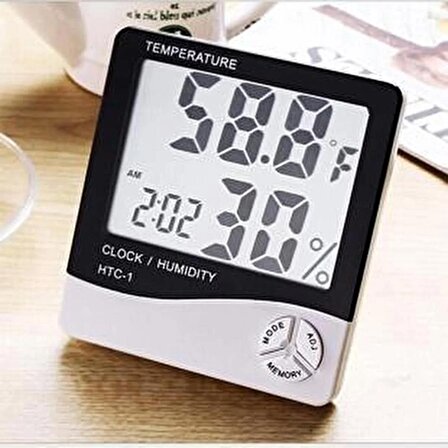 Derece Termometre Isı Nem Saat Alarm Mini Dijital Termometre
