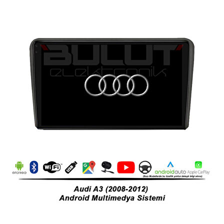 Audi A3 Android Multimedya Sistemi (2008-2012) 2 GB Ram 32 GB Hafıza 4 Çekirdek İphone CarPlay Android Auto Necvox Evervox BRC