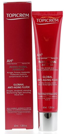 Topicrem AH3 Fluide Global Yaşlanma Karşıtı 30 Yaş + Gece-Gündüz Yüz ve Boyun Kremi 40 ml 