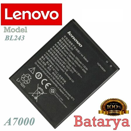 Lenovo A7000 Batarya Lenovo BL243 Uyumlu Yedek Batarya