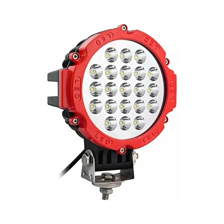 21 Ledli Kırmızı Çerçeve 63W Off Road LED Sis Farı Su Geçirmez 12V 24V Yuvarlak Çalışma Lambası Jck-31