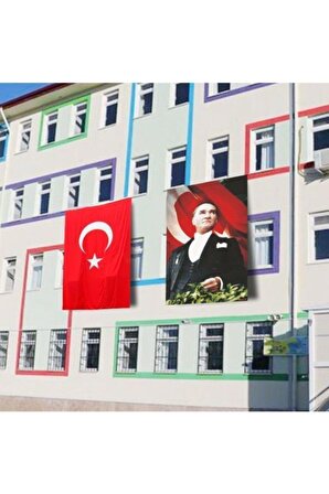 Atatürk Posteri Ve Türk Bayrağı Raşel Kumaş 150 x 225 cm