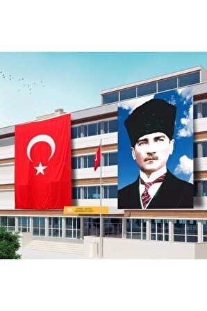 Atatürk Posteri Ve Türk Bayrağı Raşel Kumaş 400x600