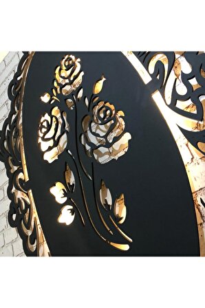 Özel Tasarım Çerçeveli Gül 35x70 Led Işıklı Tablo - Ahşap Duvar Dekorasyonu