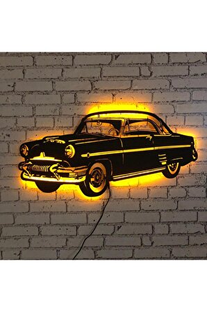Mercury 30x70 Sarı Led Işıklı Tablo - Ahşap Duvar Dekorasyonu