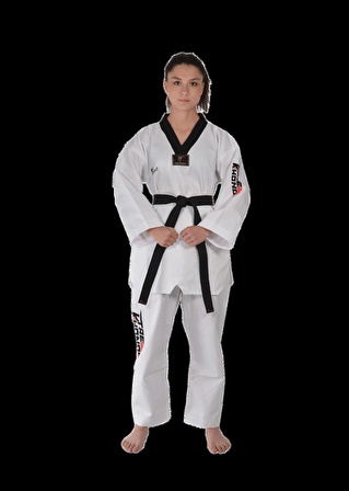 HAŞADO FİTİLLİ SİYAH YAKA TAEKWONDO ELBİSESİ