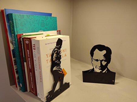 AYYBUU Dekoratif Kitap Tutucu 2’li Set Atatürk Silüet Ve Atatürk Büst Temalı