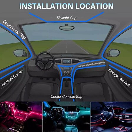 Araç İçi App Kontrollü RGB Atmosfer Ambiyans Led Neon Lamba 5 Parça 6 Metre