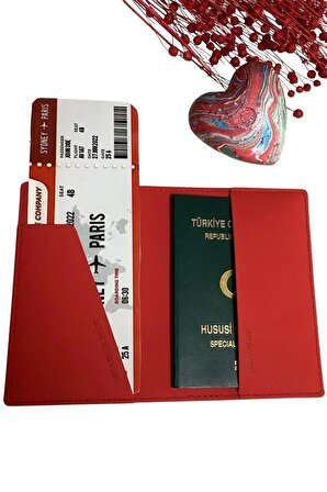 Acar Mira Vegan Deri Pasaport Kılıfı Pasaportluk Kırmızı