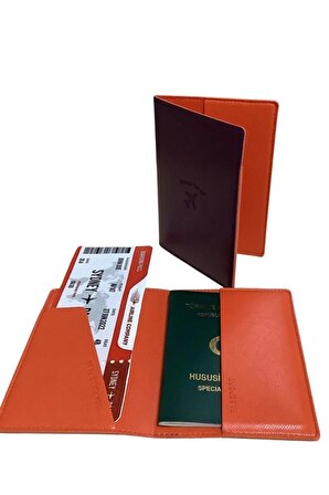 Acar Mira Vegan Deri Çift Renk Pasaportluk Pasaport Kılıfı Seyahat Cüzdanı