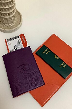 Acar Mira Vegan Deri Çift Renk Pasaportluk Pasaport Kılıfı Seyahat Cüzdanı