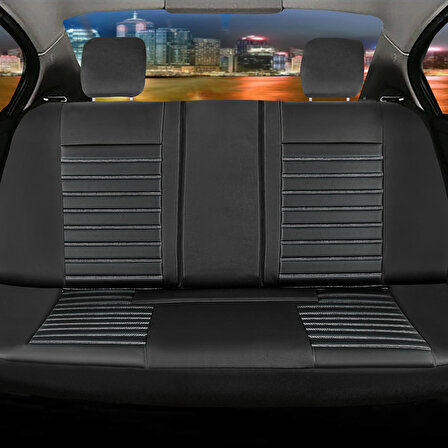 Volkswagen Tiguan Uyumlu Lüks Deri Oto Koltuk Kılıfı Ön/Arka 5Li Set Original Siyah-Beyaz