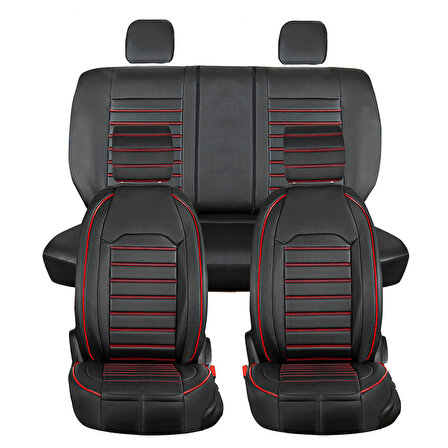 
Seat Toledo Uyumlu Lüks Deri Oto Koltuk Kılıfı Ön/Arka 5Li Set Original Siyah-Kırmızı