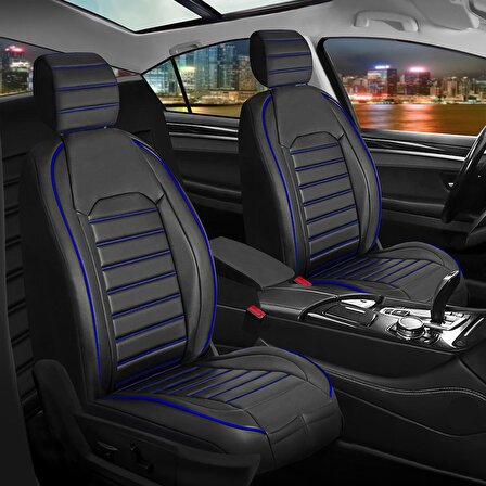 
Honda Accord Uyumlu Lüks Deri Oto Koltuk Kılıfı Ön/Arka 5Li Set Original Siyah-Mavi
