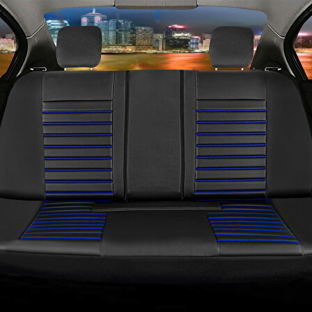 
Honda Accord Uyumlu Lüks Deri Oto Koltuk Kılıfı Ön/Arka 5Li Set Original Siyah-Mavi
