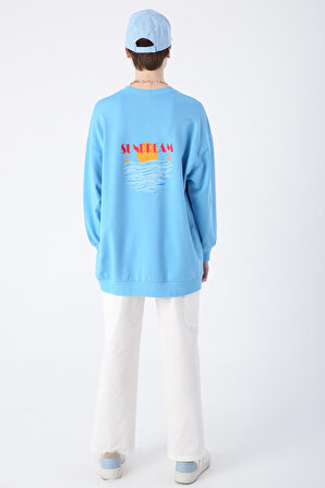 Mavi Pamuklu Sundream Baskılı Sweatshirt