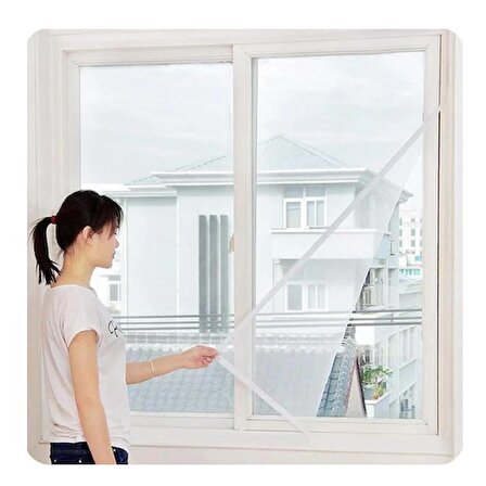 Hazır Pencere Sinekliği 100*150 Cm + 4 Mt Bant Hediye Tak Çıkar Tül Kesilebilir Cırt Bantlı