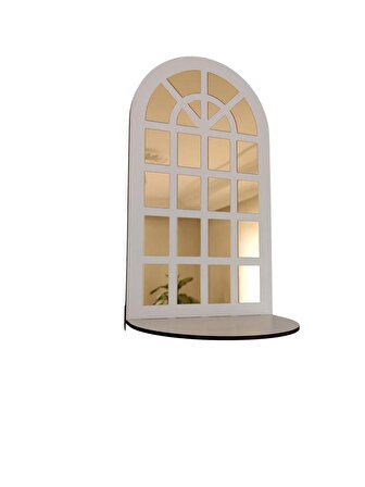 Hint Penceresi Dekoratif Duvar Rafı 4 mm Beyaz MDF 1 mm GOLD Aynalı Pleksi Modern, Şık