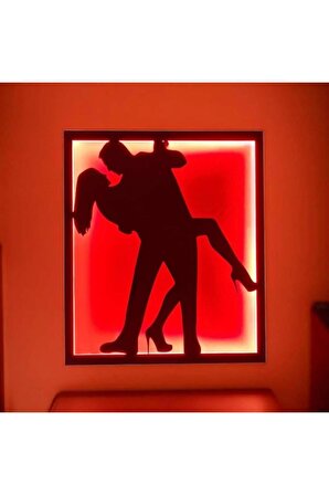 Neon Led Işıklı Dans Eden Çift Dekoratif Şık Duvar Tablosu/Duvar Aydınlatma/Gece Lambası 28x32