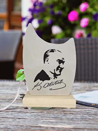 Dekoratif Çankırı Kaya Tuzu Gece Lambası Plaket Modeli Atatürk Baskılı