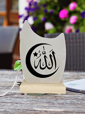 Dekoratif Çankırı Kaya Tuzu Gece Lambası Plaket Modeli Allah Lafzı Motifli