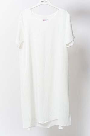 Kadın Aerobin Kumaş Yazlık Elbise Beyaz Rengi