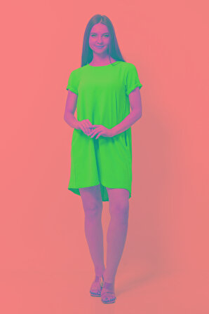 Kadın Aerobin Kumaş Yazlık Elbise Saks Rengi