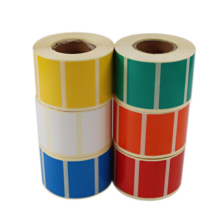 Renkli Zemin Baskılı Kuşe Rulo Etiket 50mm x 30mm 1000 Adet