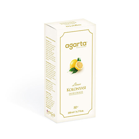 Agarta Limon Kolonyası 80 Derece Cam Şişe 200 ml