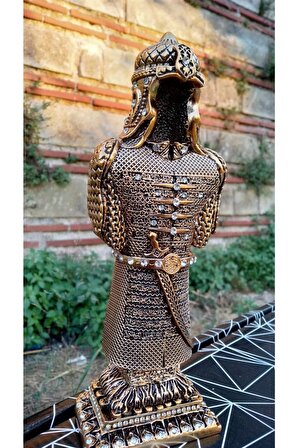 Hediyelik Cevşen Zırh Islami Dekoratif Biblo Osmanlı Askeri Biblo Gold Renk Büyük Boy