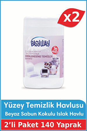 Beyaz Sabun Kokulu - Yüzey Temizlik Havlusu 2li FIRSAT PAKETİ - 70 Yaprak x 2 Adet