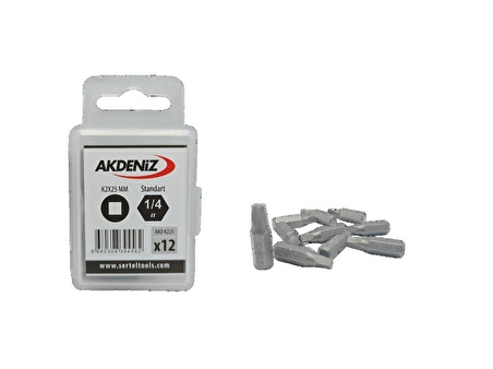 AKDENİZ AKD/K225 1/4 KARE BİTS UÇ NO.2x25 MM 12 PAKET