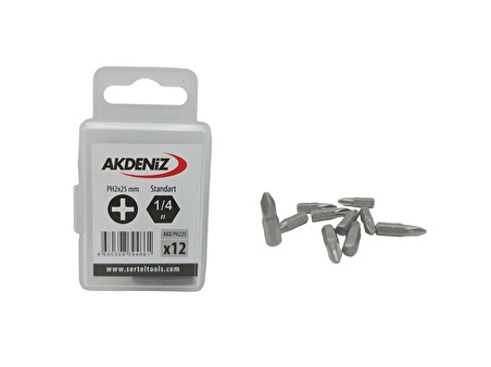 AKDENİZ AKD/225 1/4 YILDIZ BİTS UÇ PH2x25 MM  4 PAKET