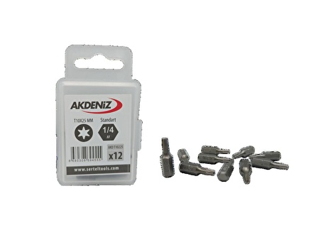 AKDENİZ AKD/T10225 1/4 TORX BİTS UÇ T10x25 MM 2 PAKET