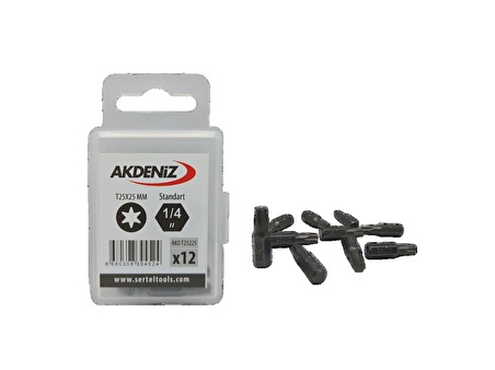 AKDENİZ AKD/T25225 1/4 TORX BİTS UÇ T25x25 MM 4 PAKET