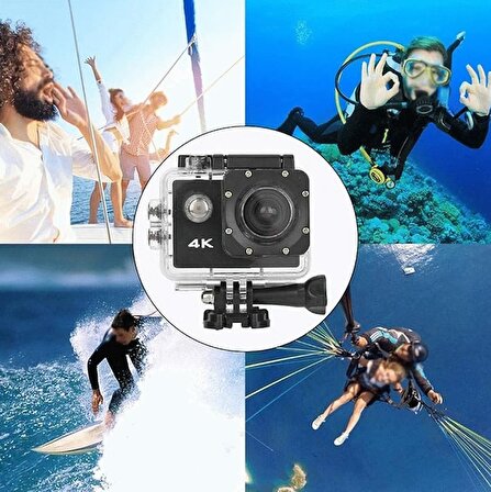 QASUL Spor Aksiyon Kamerası, 4K HD Aksiyon Kamerası Kayıt Cihazı 30 M Su Geçirmez WiFi Kayıt Kamerası Yüksek Hassasiyetli Geniş Açılı Objektif, HD Yüksek Çözünürlüklü Çıkış