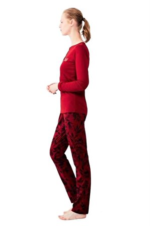 Mod Collection Patlı Pamuklu Desenli Bayan Pijama Takım