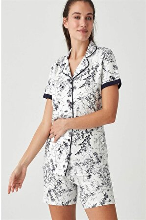 Mod Collection Pamuk Önden Düğmeli 3'lü Bayan Pijama Takım