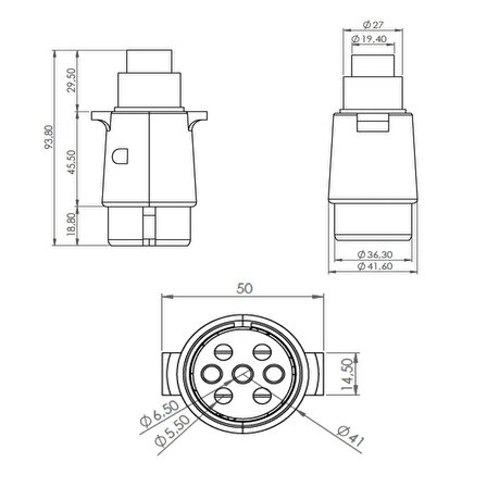 Römork Fişi - Metal - 7 Pin