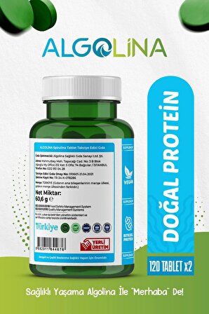 Spirulina 120 Tablet 525 Mg Protein Kaynağı - Takviye Edici Gıda (2 Adet)