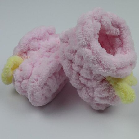 Puffy El Örgüsü Bebek Patiği / Hediyelik /Pudra Renk Puffy Bebek Patiği ID:365