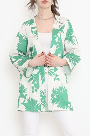AKSU Desenli Kimono Yeşil - 17725.1247.