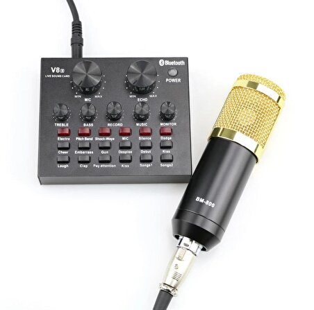BM800 Live Ses Efektli Ses Kartlı Mikrofon Profesyonel Stüdyo Kayıt Kiti Canlı Yayın Seti Bilgisayar Ve Telefon Uyumlu