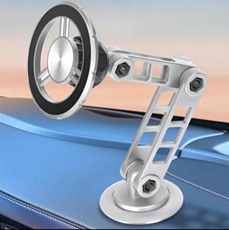 Metal Katlanabilir 360 Dönen Mıknatıslı Magnetic Yüksek Kaliteli Telefon Tutucu Gümüş