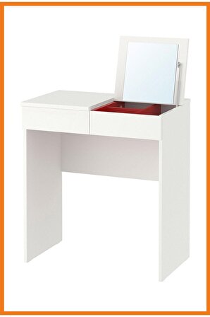 Brimnes Aynalı Makyaj Masası 70 X 42 Cm Beyaz Renk Düzenleyici Bölmesi