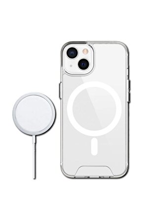 Apple Iphone 13  Magsafe Wireless Şarj Özellikli Şeffaf Slikon Kılıf