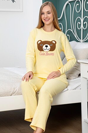 Kadın Penye İnterlok Termal Pijama Takımı Uzunkol