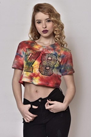 Yağlı Boya Baskılı Salaş Crop T-Shirt